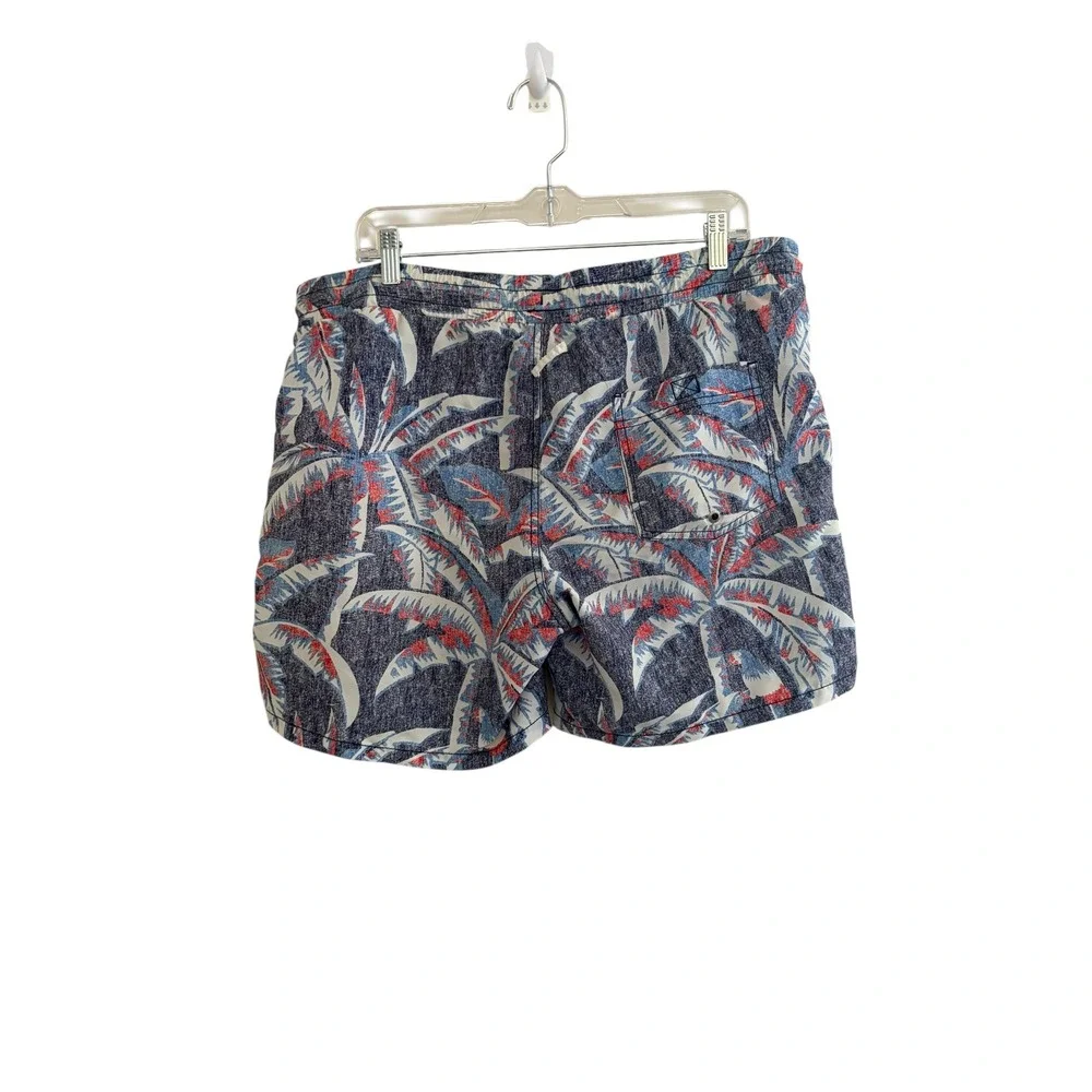 Express Men's Swim Trunks Size‎ M Blue Red Palm Print Board Shorts as is